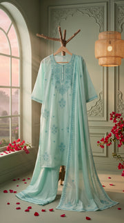 Arohi Sky Blue Embroidered Kurta Set
